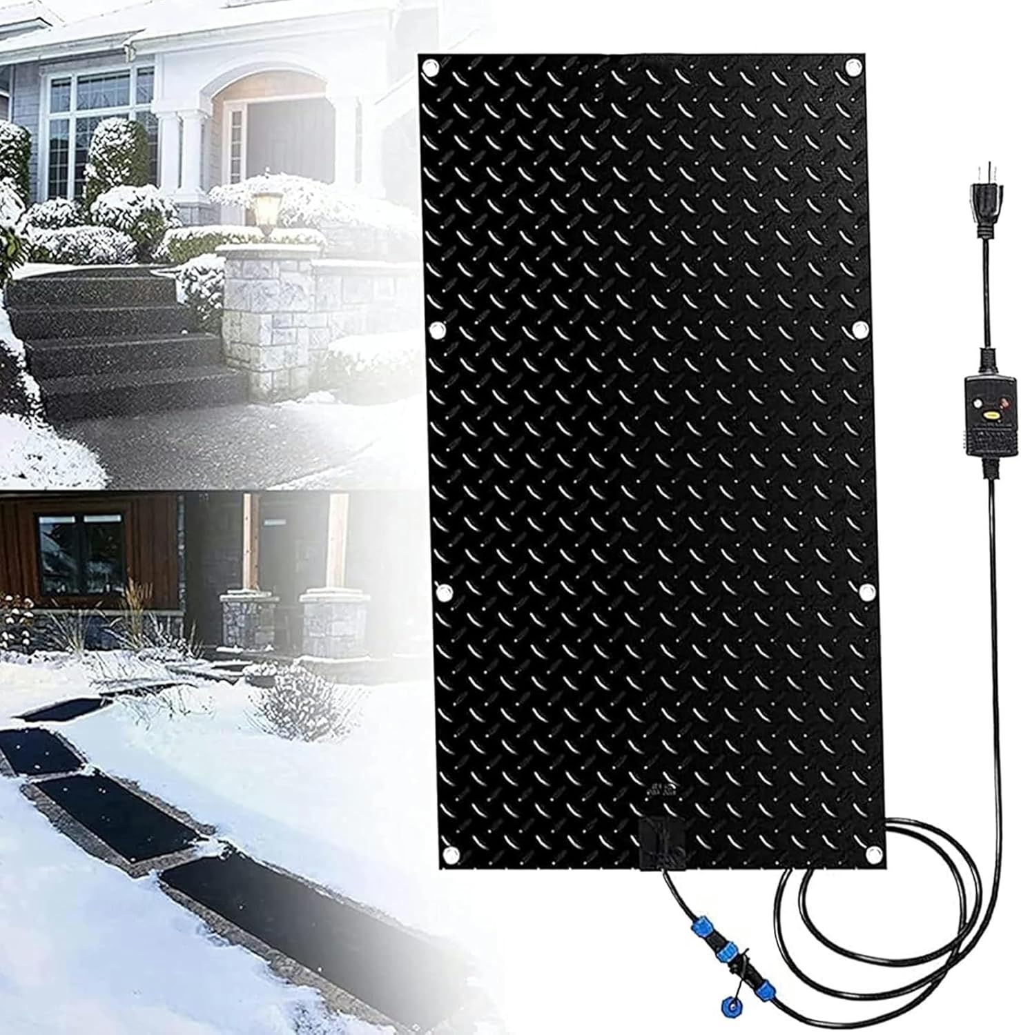 Snow Melting Mat, Ice Melting Mats, Slip-Proof Heated Walkway Pad, with 6 ft Long Power Cord, USB Series Connection,10 Pack,10inx15in