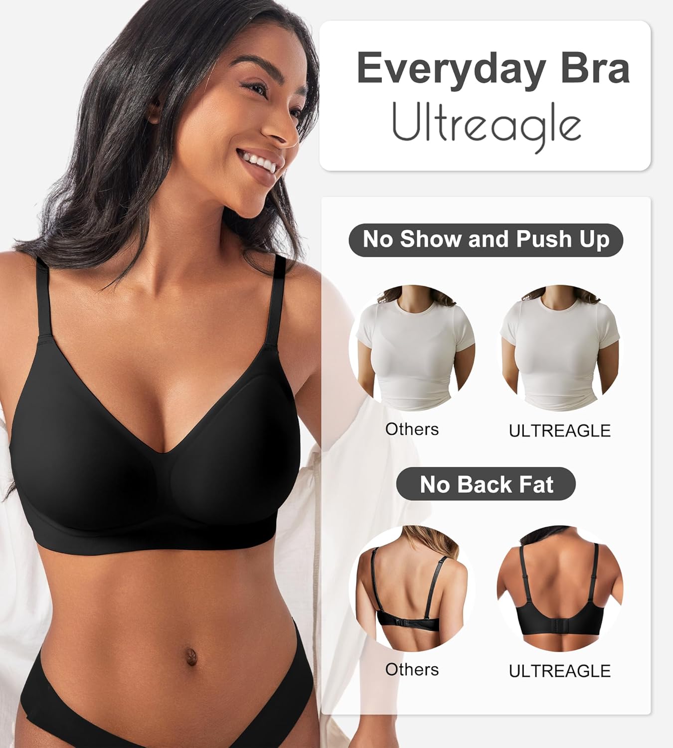 Bras for Women No Underwire - Womens Bralettes Wireless Seamless Padded Bra Comfortable Tshirt Bras - Image 4