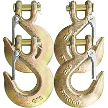 3/8" Clevis Slip Hook with Safety Latch, 4 Pack Heavy Duty Clevis Chian Hook for 3/8" Grade 70 Transport Chain, 18000LBS Capacity for Heavy Load