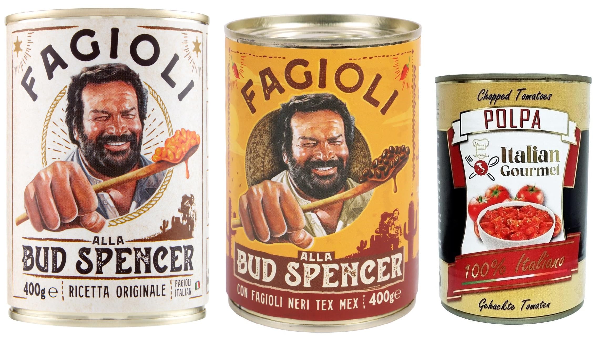 Fagioli alla Bud Spencer – Haricots cuisinés en sauce, boîte 400 g, Recette italienne originale ou Tex-Mex (fagioli neri) Prêts à réchauffer, Source de protéines, Italian + Italian Gourmet polpa 400g