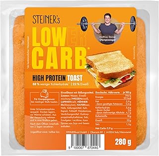 STEINER´s Low Carb High Protein Toast | 88% weniger Kohlenhydrate | high protein | nur 0,9g Net-Carbs | 22g Eiweiß (280g)