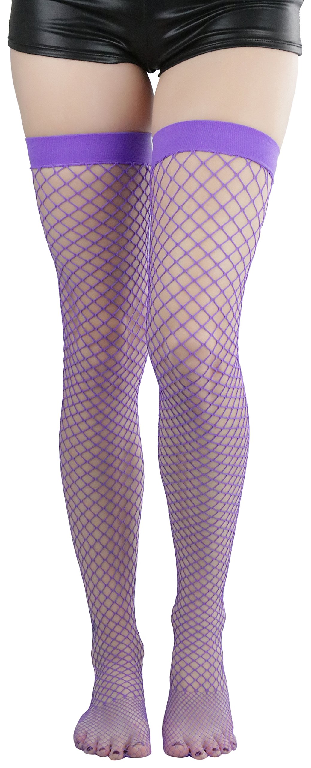 ToBeInStyle Women’s Vibrant Large Net Fishnet Thigh High Elastic Nylon Novelty Stockings