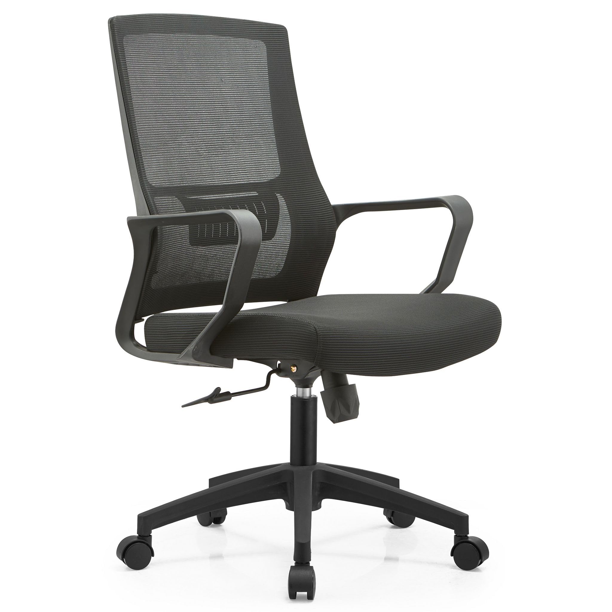 milani home - sedia ufficio girevole con ruote, nero, in polipropilene e metallo, 60 x 62 x 99-109 cm, 60 x 62 cm