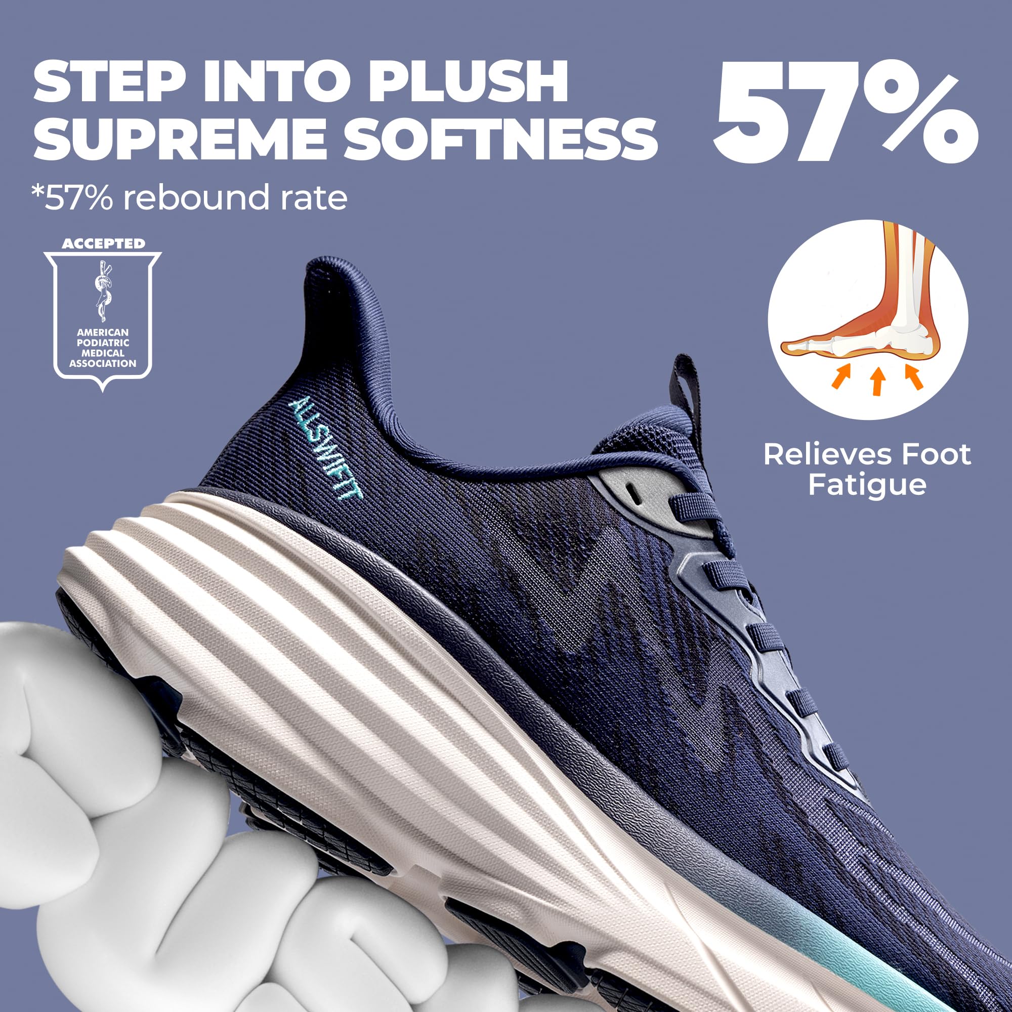 ALLSWIFIT Damskie buty trekkingowe Buty do biegania Buty sportowe Sneakersy Lekkie i oddychające, Niebieska, 37.5 EU