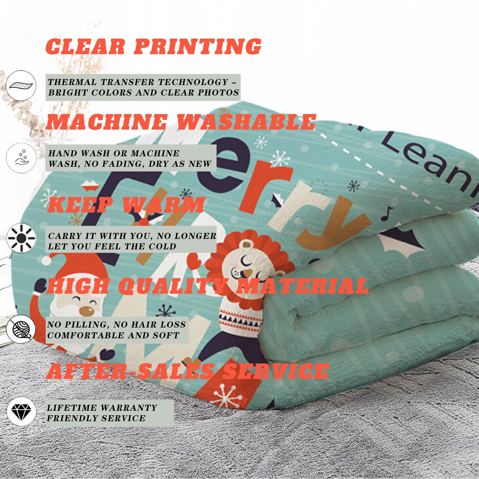 Manta con Estampado de Letras Personalizadas - Manta de Tiro Personalizada Mantas de Franela Suave para Año Nuevo Día de San Valentín Navidad Cumpleaños Camping