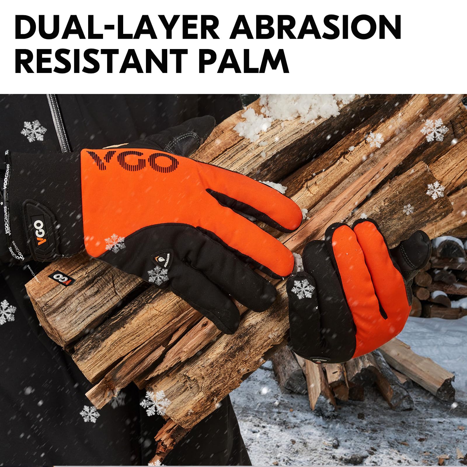 Vgo... -20℃/--40°F Ciepłe zimowe rękawice mechaniczne, wodoodporne rękawice robocze na zimną pogodę, przechowywanie w zimnej wodzie lub zamrażarce, z podszewką Thinsulate 3M, ekran dotykowy