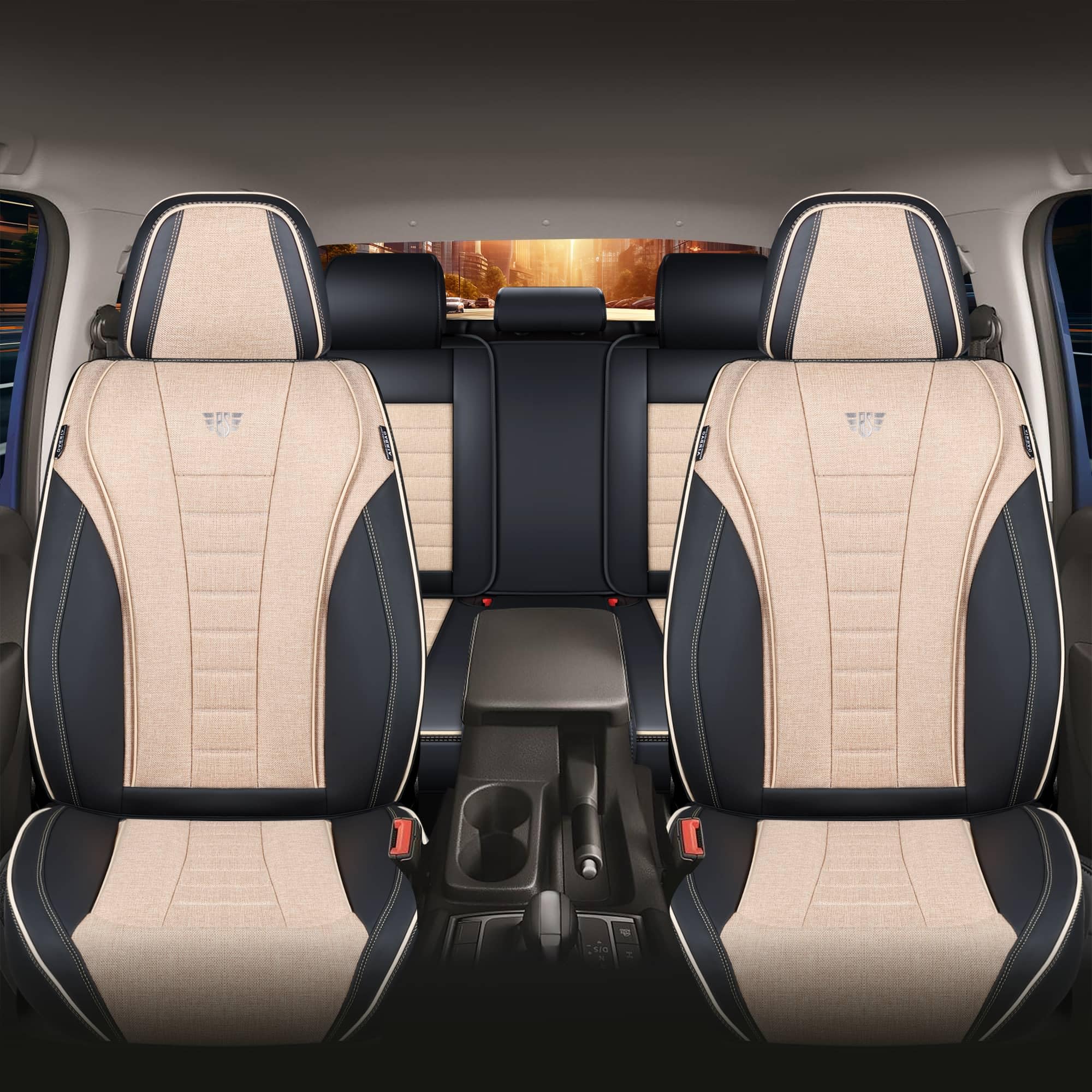 Autositzbezüge Universal für PKW & SUV – Premium Schonbezüge Komplettset Schwarz, hochwertig verarbeitet für mehr Sitzkomfort, Airbag-kompatibel Sitzauflage, für Vorder- und Rücksitze