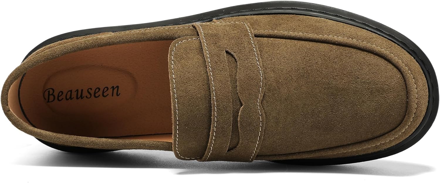 BEAUSEEN Women's Suede Penny Loafers Casual Lightweight Slip On - Comfortable Walking Shoes,Chic Flat for Work & Travel - Image 4