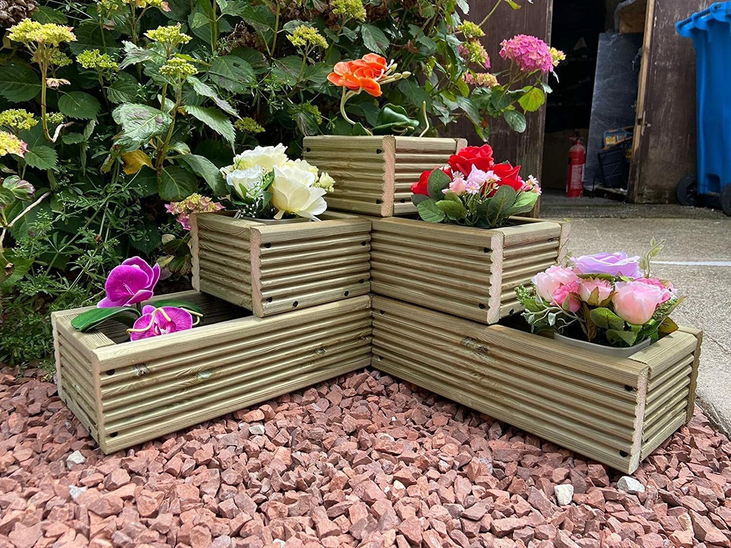 3 Tier Garden Patio Decking Corner Planter Treated Timber