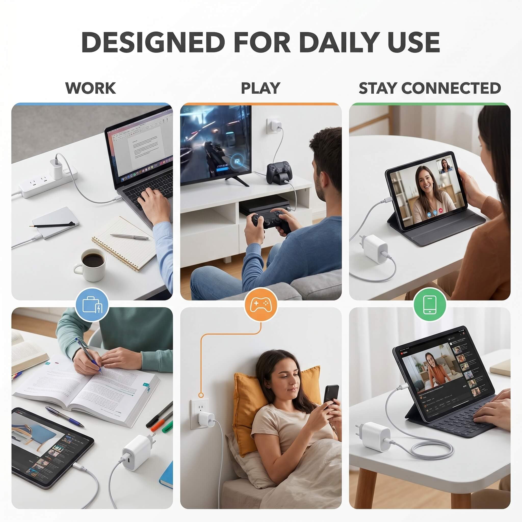 Caricabatterie USB-C da 25 W con cavo 1 m, confezione da 10, ricarica rapida PD/PPS, bianco compatto, compatibile con iPhone (17/16/15), Samsung Galaxy (S25/S24/S23/S22), Google Pixel, Huawei