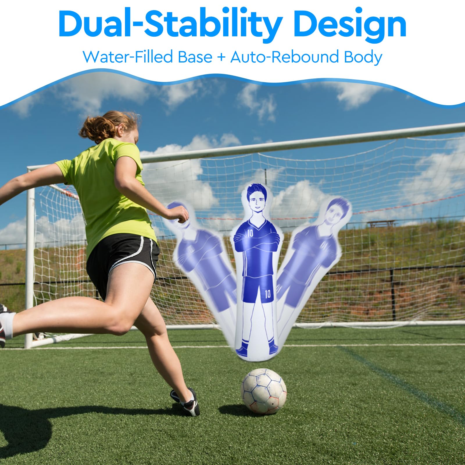 efuturetime Aufblasbare Fußball Dummy aus PVC, Fußballtraining Dummy Trainingspuppe für Torwart Freistoßverteidiger Boxsack Fussball trainingszubehör für Kicks, Passübungen