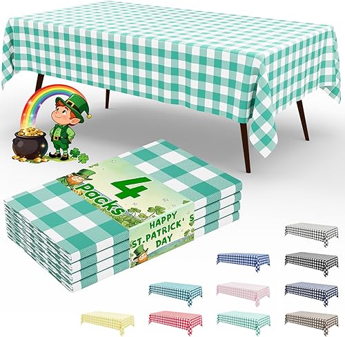 Miniatura 15 de misaya Paquete de 4 manteles desechables de búfalo, mantel de plástico impermeable de 54 x 108 pulgadas, manteles rectangulares a cuadros azules y