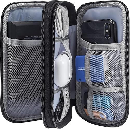 Miniatura 5 de Bolsa organizadora de cables de viaje portátil impermeable de doble capa, bolsa de transporte para accesorios electrónicos, bolsa de almacenamiento