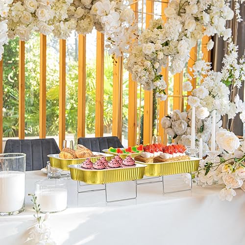 Miniatura 6 de Maxcheck Juego de 8 platos desechables para rozar, juego de bufé, estantes de alambre para bufé, bandejas para servir, calentadores de alimentos,