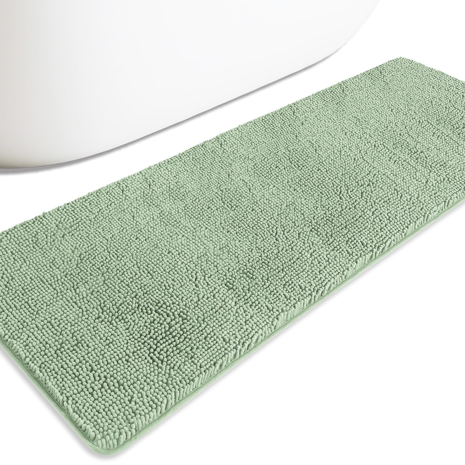 PureSwan Bathroom Runner Rugs 24 x72 Non Slip – Extra Large Long Bath Mat | Absorbent and Washable Thick Chenille Bath Rug for Bathroom, Shower, Sink(Sea Foam)