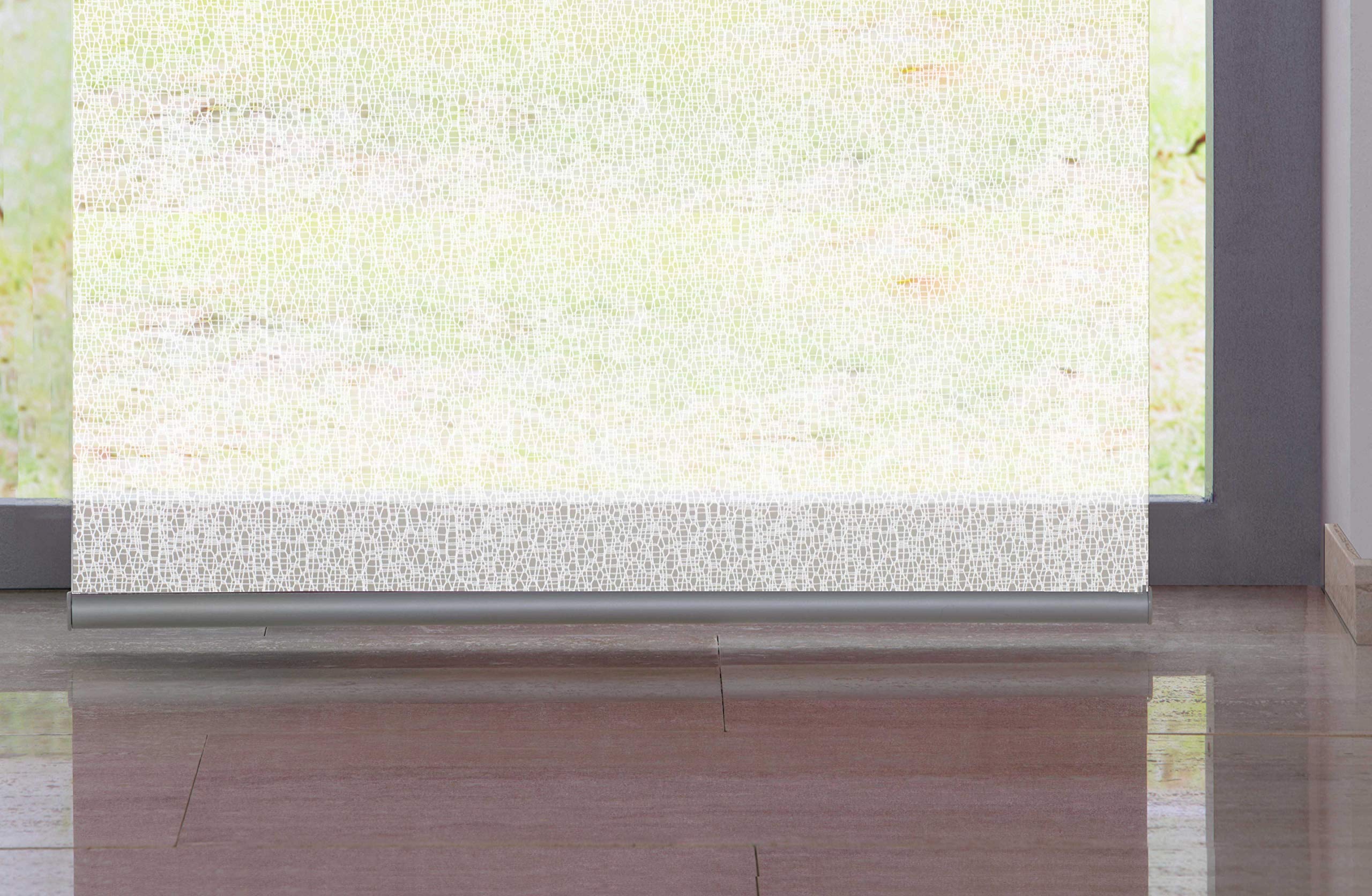 Lot de panneaux japonais 60 x 300 cm - Différents modèles avec lestage à clic et chariot de panneaux - Panneau coulissant en maille - Blanc