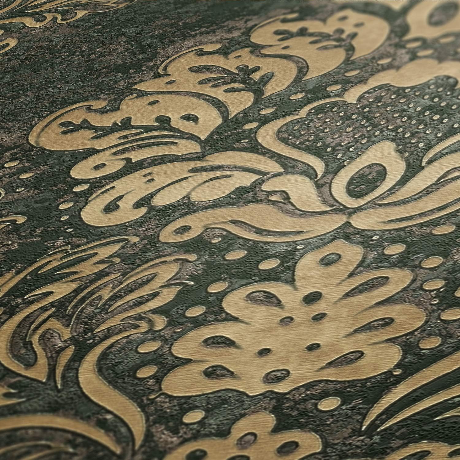 Livingwalls Wallpaper Baroque Design - Green, Gold - Wallpaper for Various Spaces 395.99in x 20.87in Made in Germany - 379011