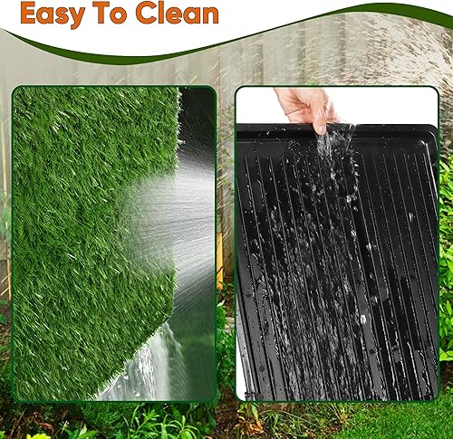 Miniatura 32 de Almohadilla de hierba para perros con bandeja, 22 x 18 pulgadas, césped artificial para orina, paquete de 2 almohadillas reutilizables para orina