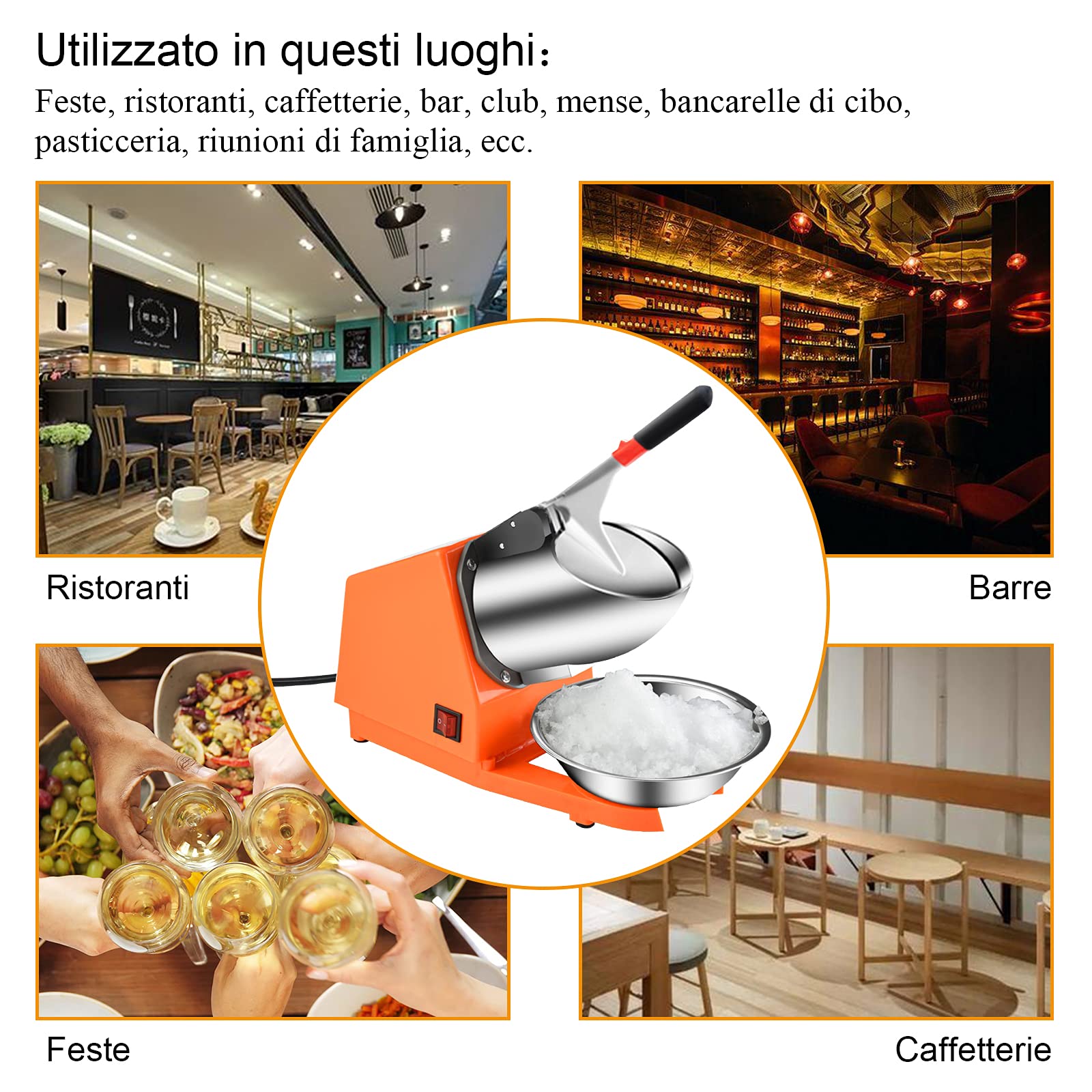 Trituradora de Hielo Eléctrica de 300W,Picadora Trituradora de Hielo Profesional con Palas Dobles,Fabricadora de Hielo con Cuenco de Acero y Función de Apagado Automático,para Bares y Restaurantes