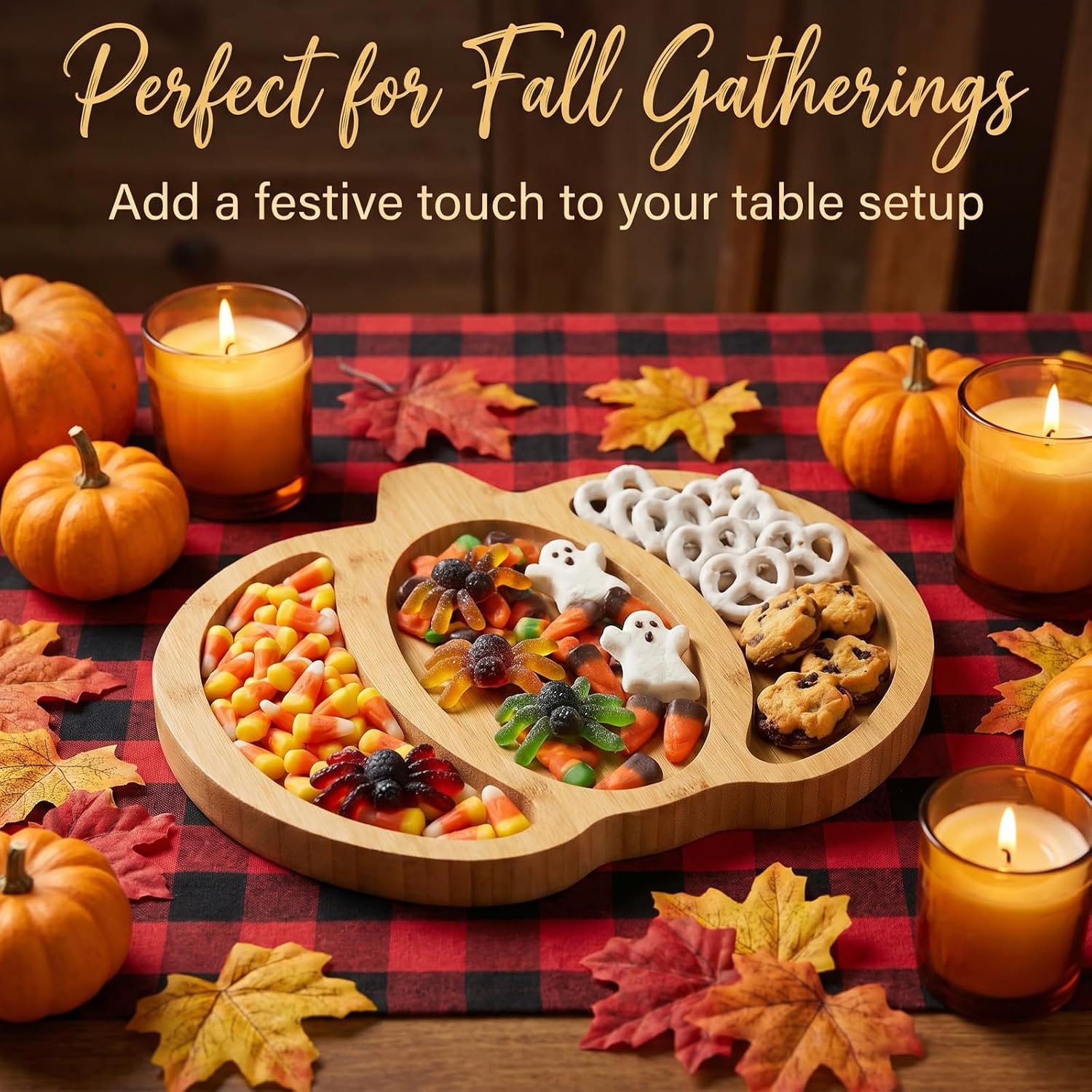 1 Pcs Pumpkin Wood Charcuterie Boards,Halloween Thanksgiving Serving Decoration Platters,Fall Harvest Serving Tray