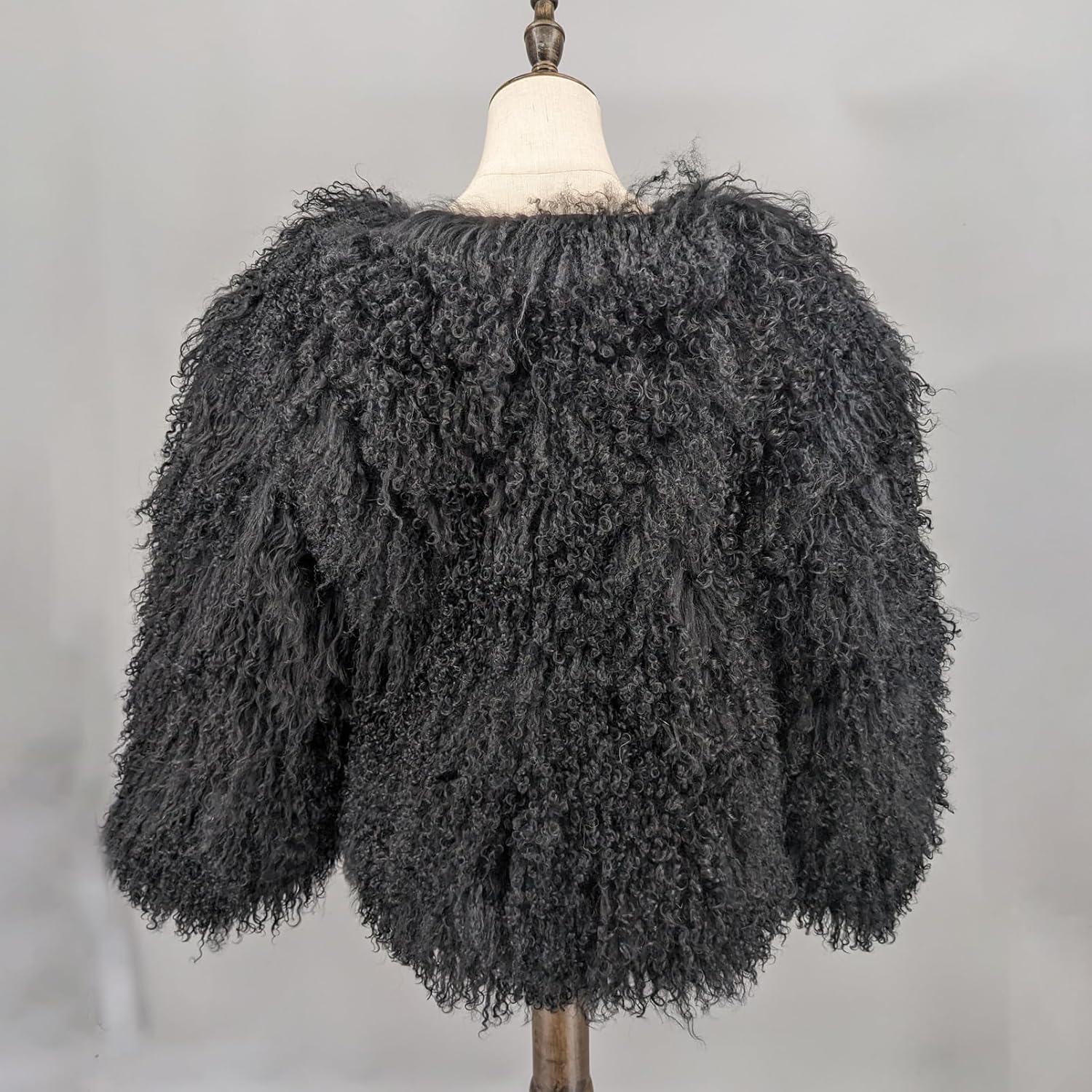 LVCOMEFF Women Real Mongolian Fur Coat Fur Jacket Long Sleeve Shaggy Outwear Premium Warm Winter - Image 5