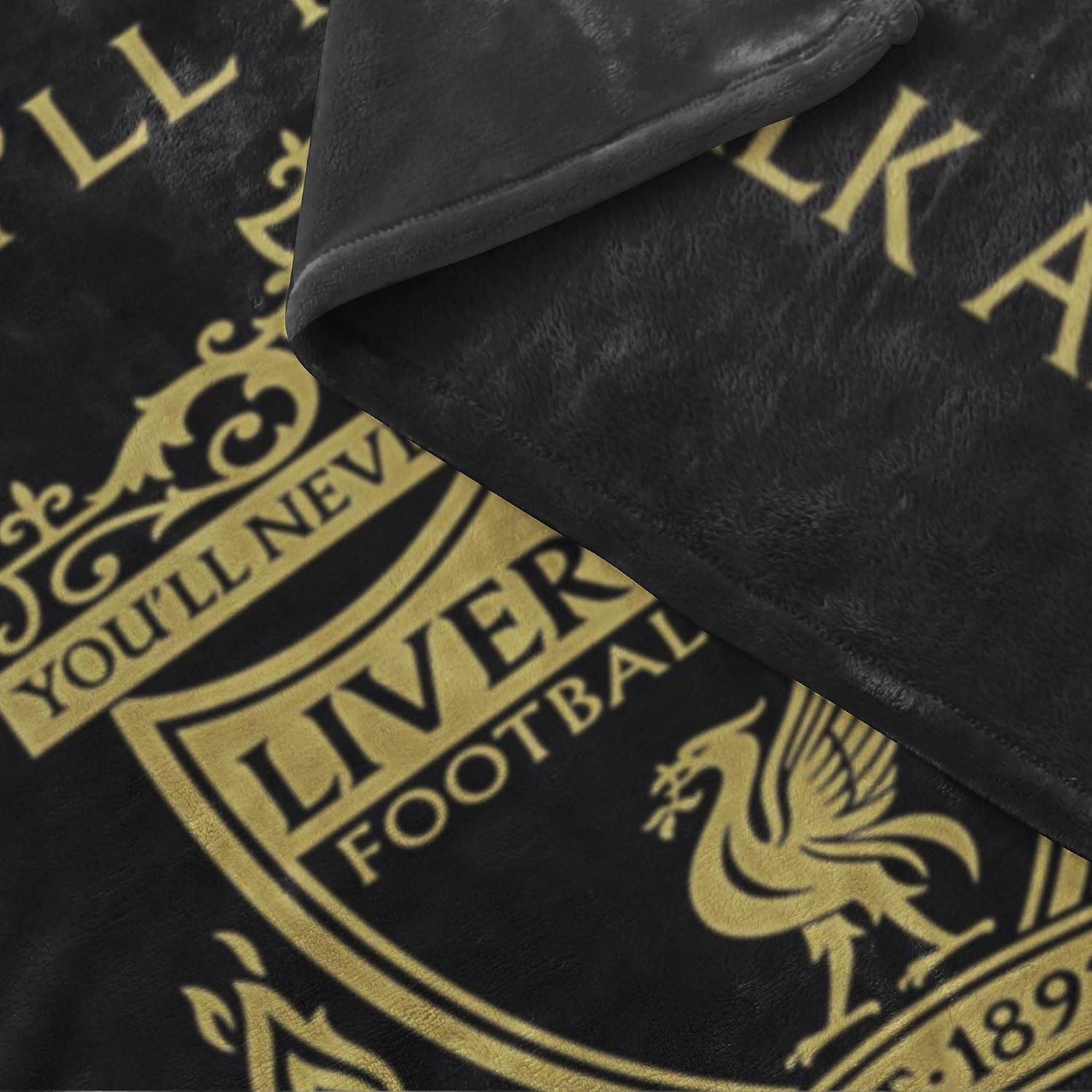 Liverpool Football Crest Black Fleece Blanket Throw Soft LFC Warm Sofa Travelling Blanket Liverpool Gift for Men Kids Teen 100x 150 cm