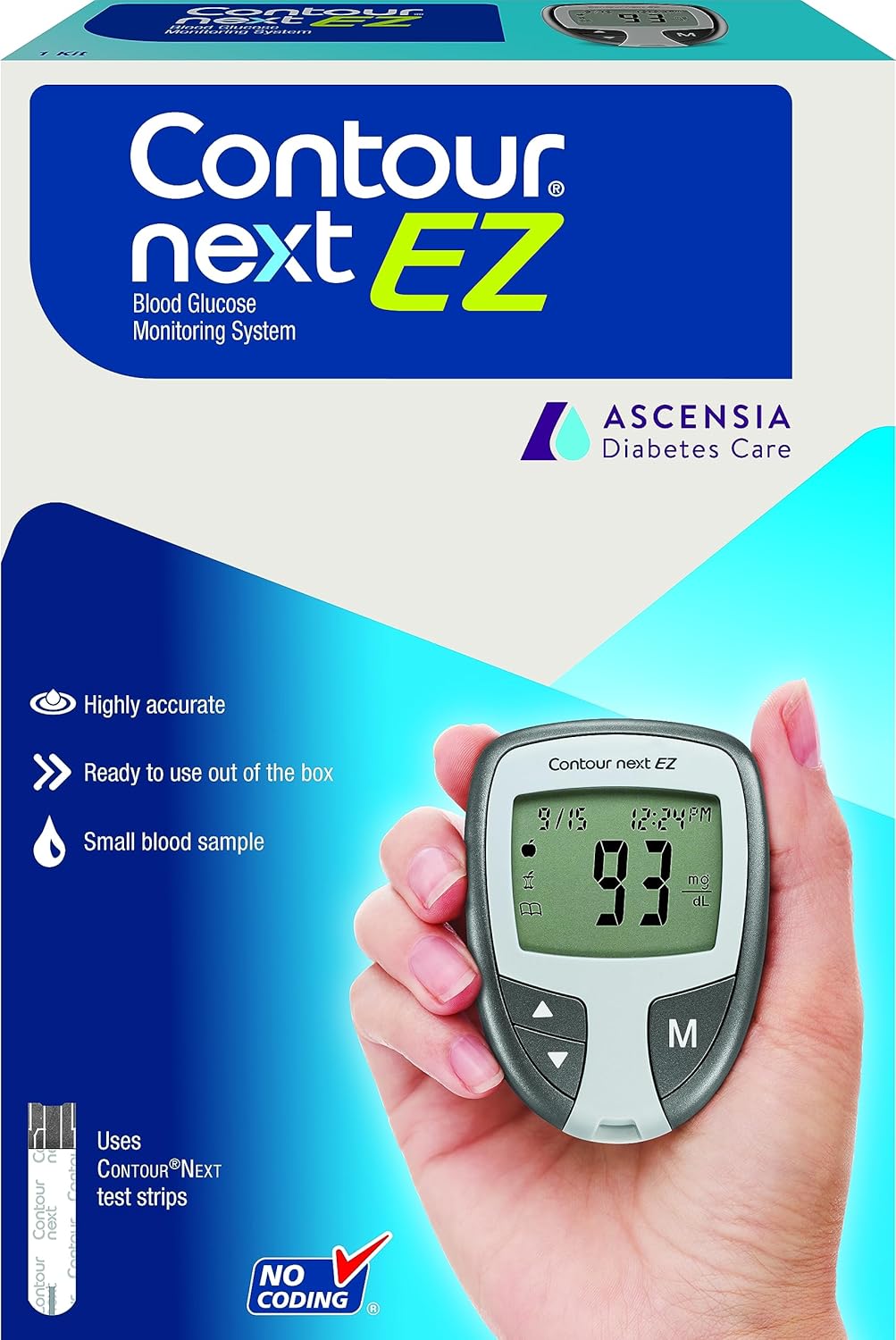 Ascensia CONTOUR NEXT EZ Blood Glucose Monitor All-In-One Kit with Test Strips