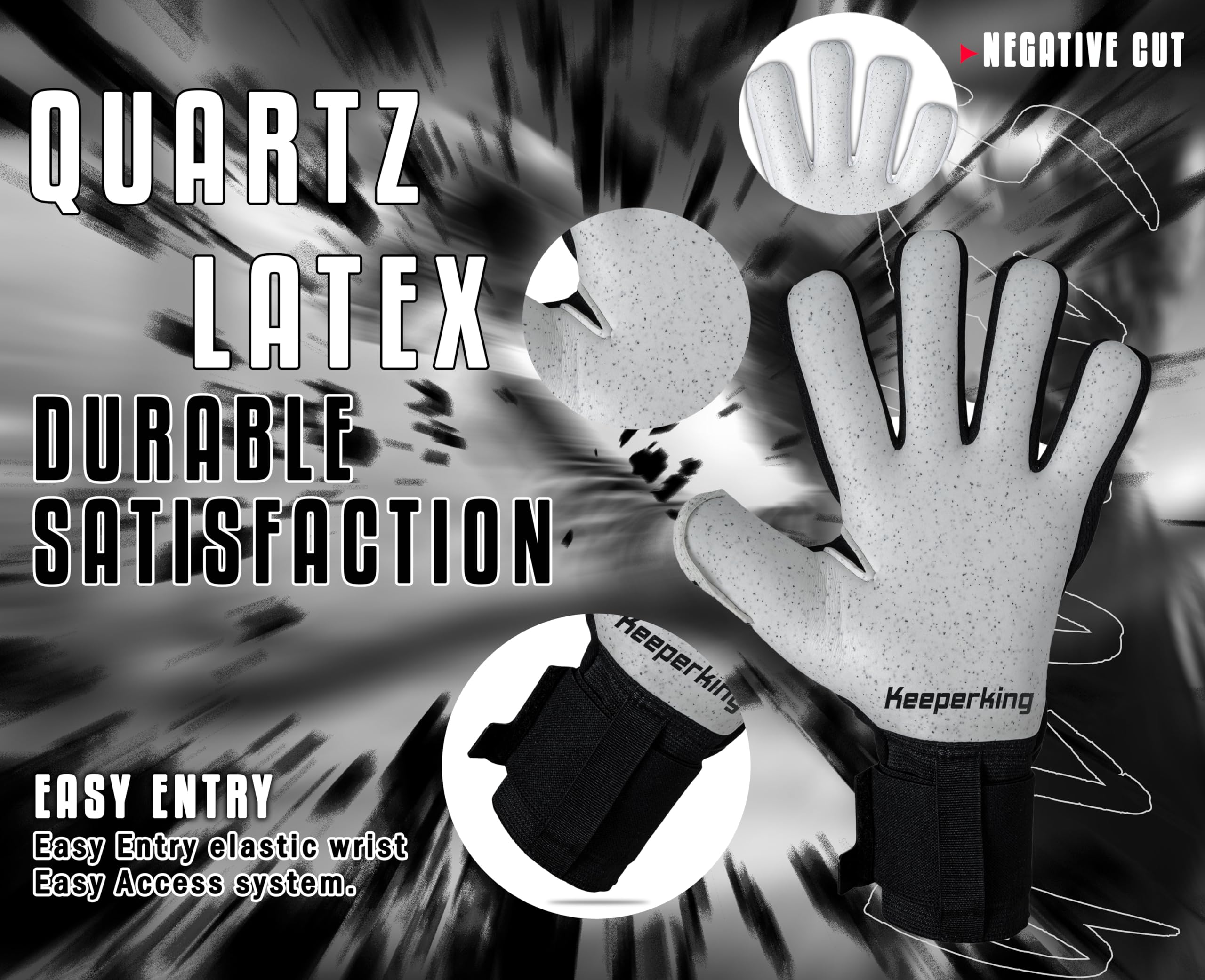 Keeperking Guanti da portiere per adulti, da calcio, da uomo, cuciture interne, impugnatura professionale, 4 mm, vestibilità sicura, unisex, Jonior, varie misure e colori