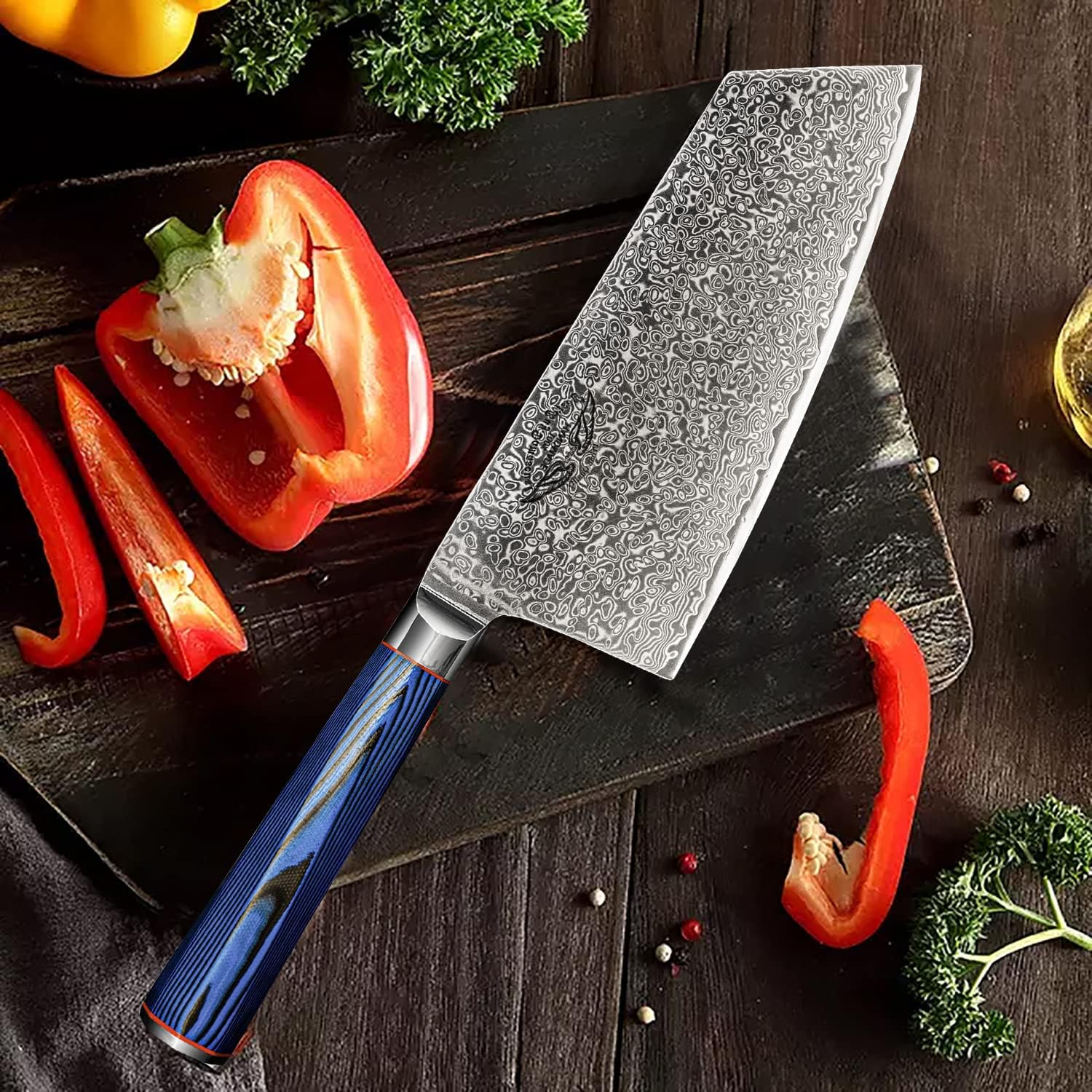 Best.Buy.Damascus1 Cleaver Knife 8.5" Chef Knife- Meat Cleaver- Aus-10 Cleaver Japanese Damascus Knife- Butcher knife - Premium Quality Knife