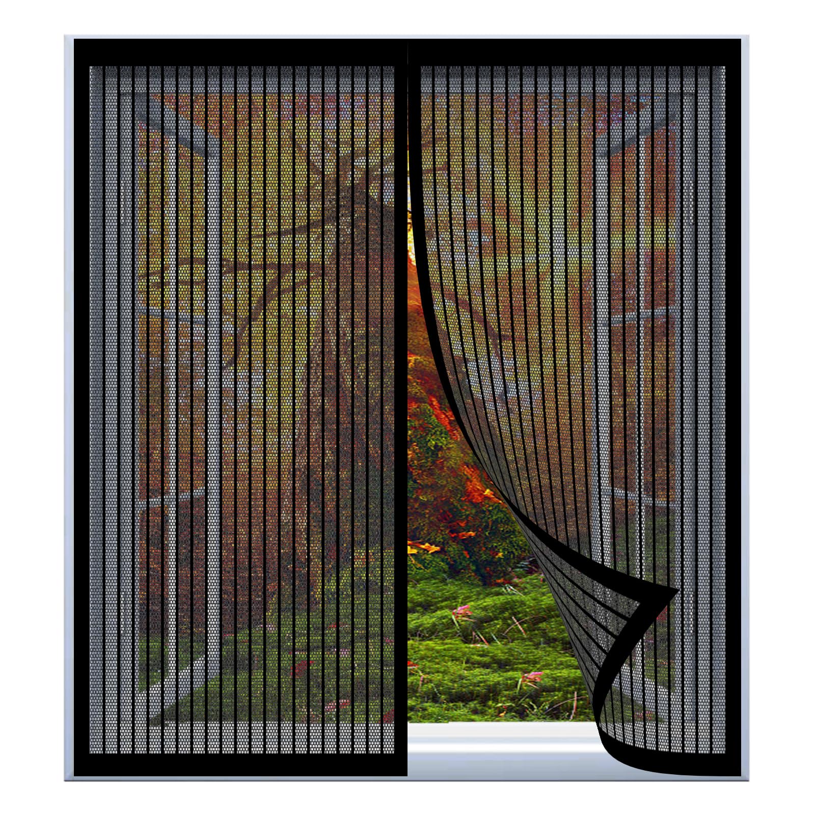 Yuanwan Black Fly Screen Mosquito Net For Window 79 X 127 Cm Easy Installation No Drilling Or Screwing Magnetic Curtain For Fly Proof Window Door For Windows Nets To Keep Bugs Out,