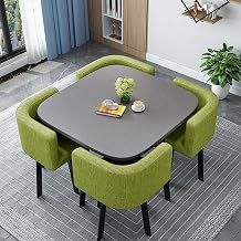 PUMPIE Office Business Hotel Lobby Dining Table Set, Business Coffee Table Office Table and Chair Set, Leisure Area Home Balcony, Mall Corridor Bedroom Study 1 Table and 4 Chair Color Dark Green