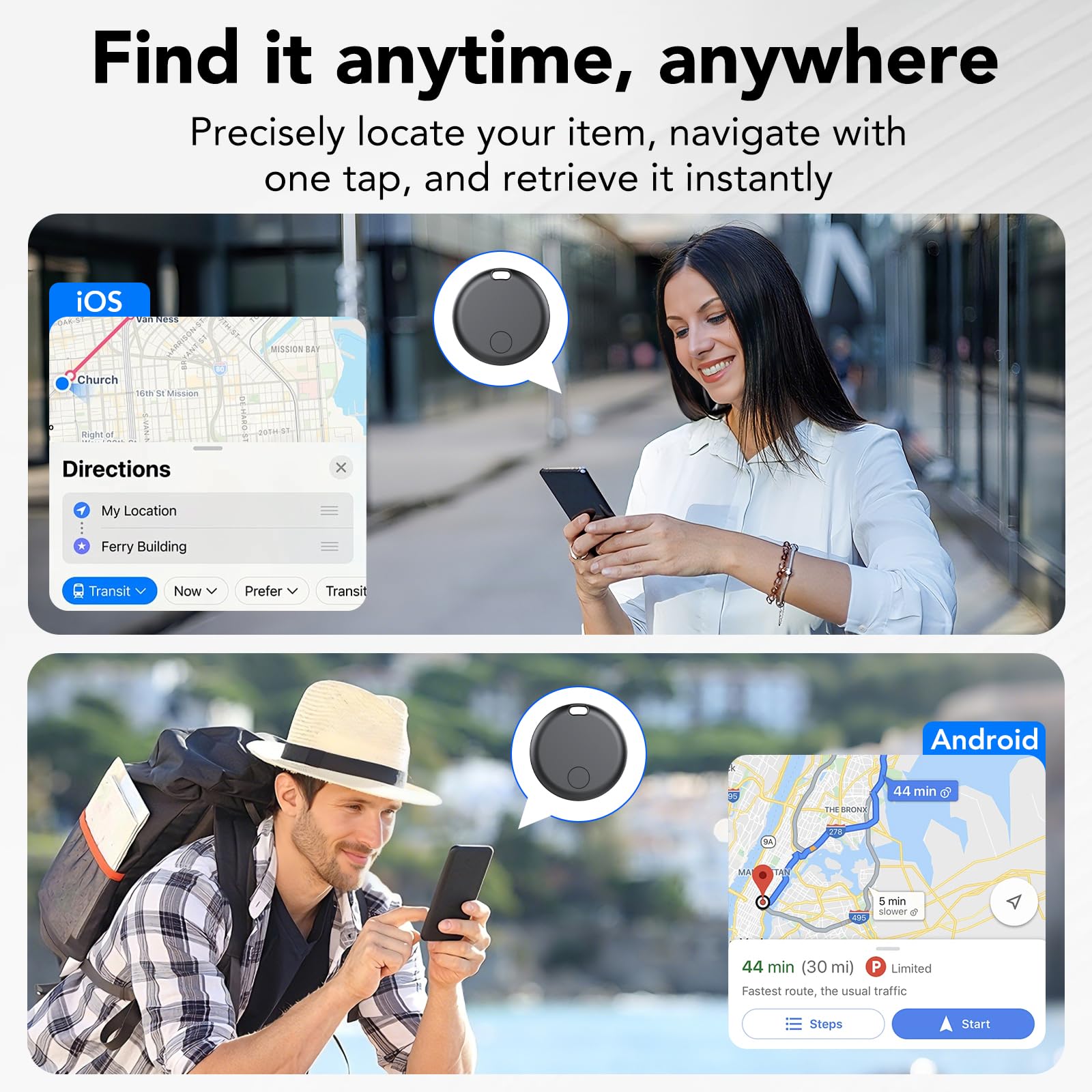 Localizzatore Bluetooth Doppio Sistema, Localizzatore Oggetti iOS/Android, IP68