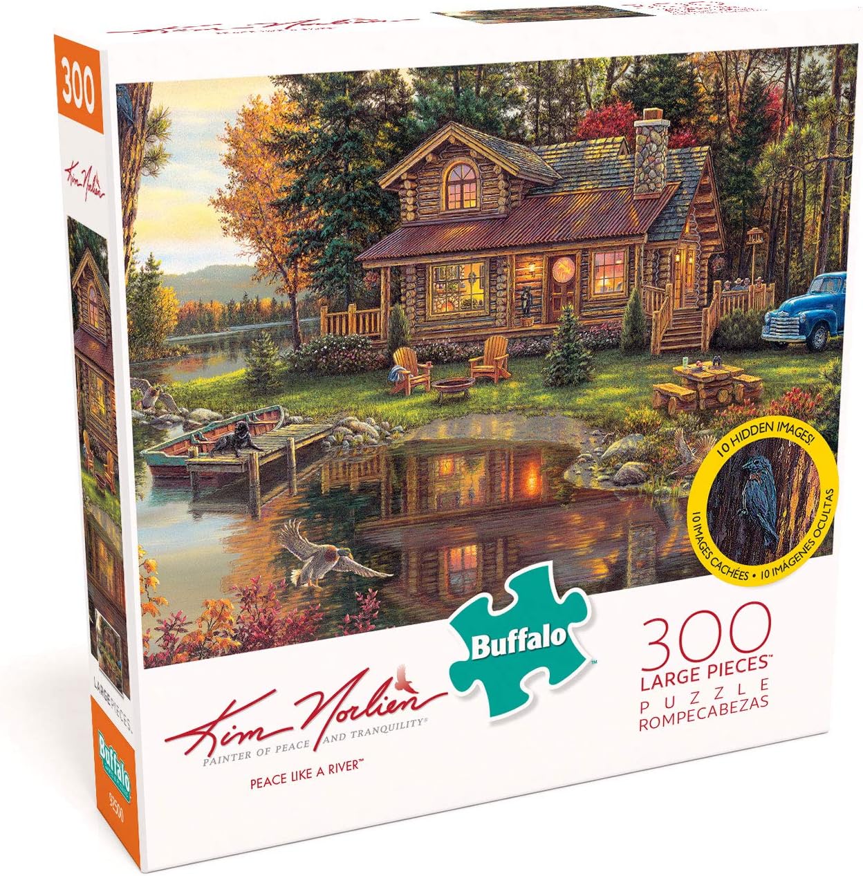Buffalo Games - Kim Norlien - Peace Like a River - 300 LARGE Piece Jigsaw Puzzle with Hidden Images,Multicolor