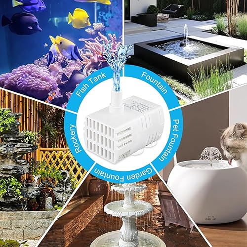 Miniatura 4 de Mini bomba de agua sumergible, bomba de fuente pequeña ultra silenciosa para acuario (1.5 W 30 GPH), pecera, estanque, fuente de mesa, fuente para