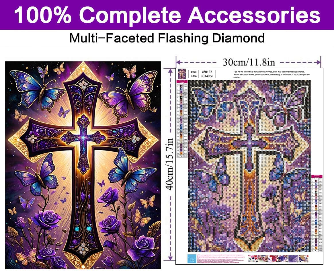 Diamond Art Kits for Adults, Cross Diamond Art Painting Kits for Adults image 2