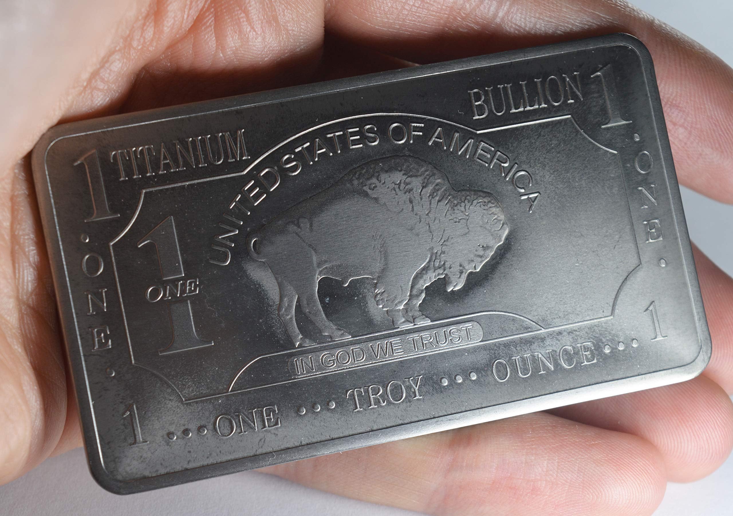 The Commemorative Coin Company Fine/Pure .999 TITANIUM Bar. One Troy Ounce, 32g. Buffalo/USA Space Age Metal