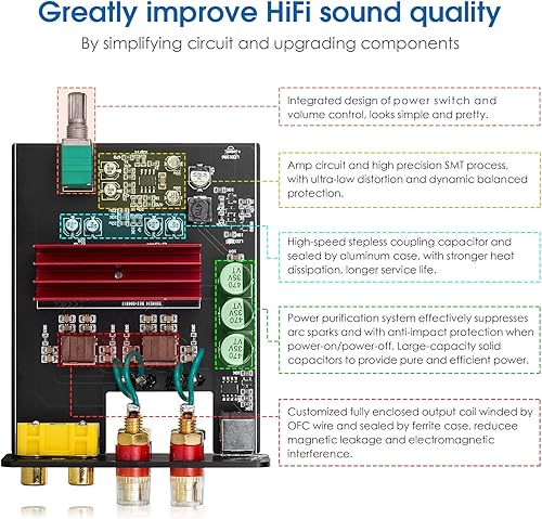 Miniatura 7 de Nobsound Mini 200W Dual TPA3116 2.0 canales HiFi estéreo Digital amplificador de potencia receptor clase D amplificador integrado para altavoces