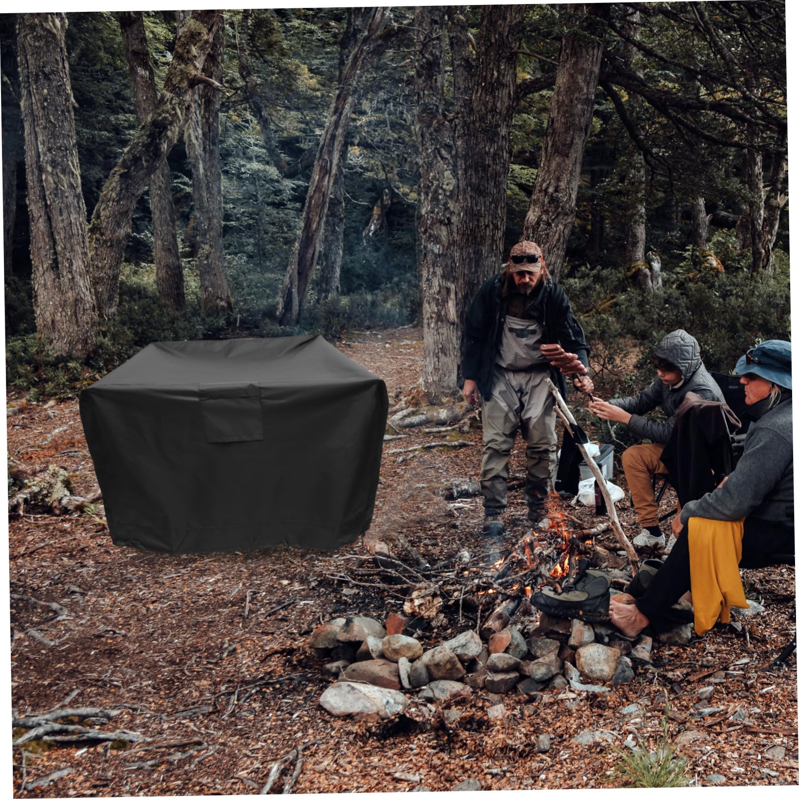 Copertura Protezione Completa Oxford 420d Nero per Barbecue da Esterno Resistente alle Intemperie, Anti-invecchiamento per Grill Rotondo
