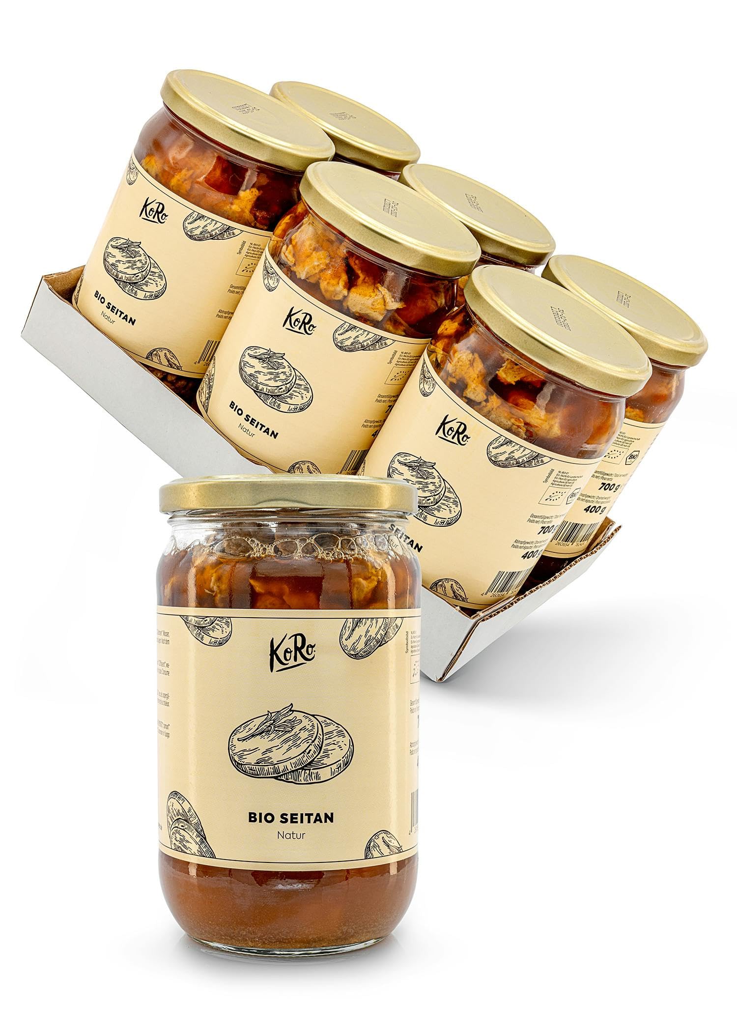 KoRo - Seitan bio 6 x 400 g - fonte di proteine (17 g/100 g) - sostituto della carne - per secondi vegan - versatile e da aromatizzare a piacere