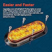 Vista 5 de TRUE MODS - Luz trasera LED ovalada ámbar de 6 pulgadas [DOT FMVSS 108] [SAE I6P] [montaje en superficie] [IP67 resistente al agua]