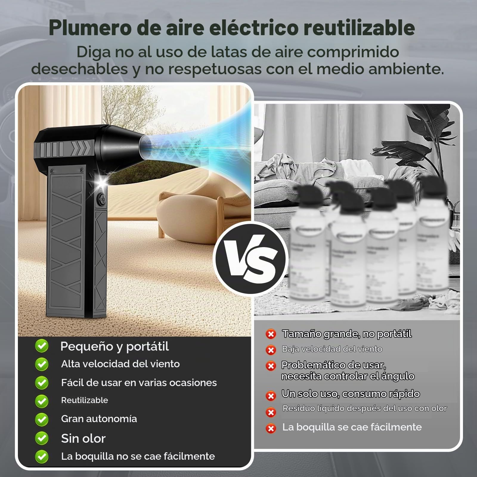 Mini Soplador de Aire Potente LED -180000 RPM Soplador de Aire Portátil con 4 Velocidades Eléctrico Aire Comprimido PC Con Batería, Soplador de Polvo Air Duster Laptop, Teclado, Coche