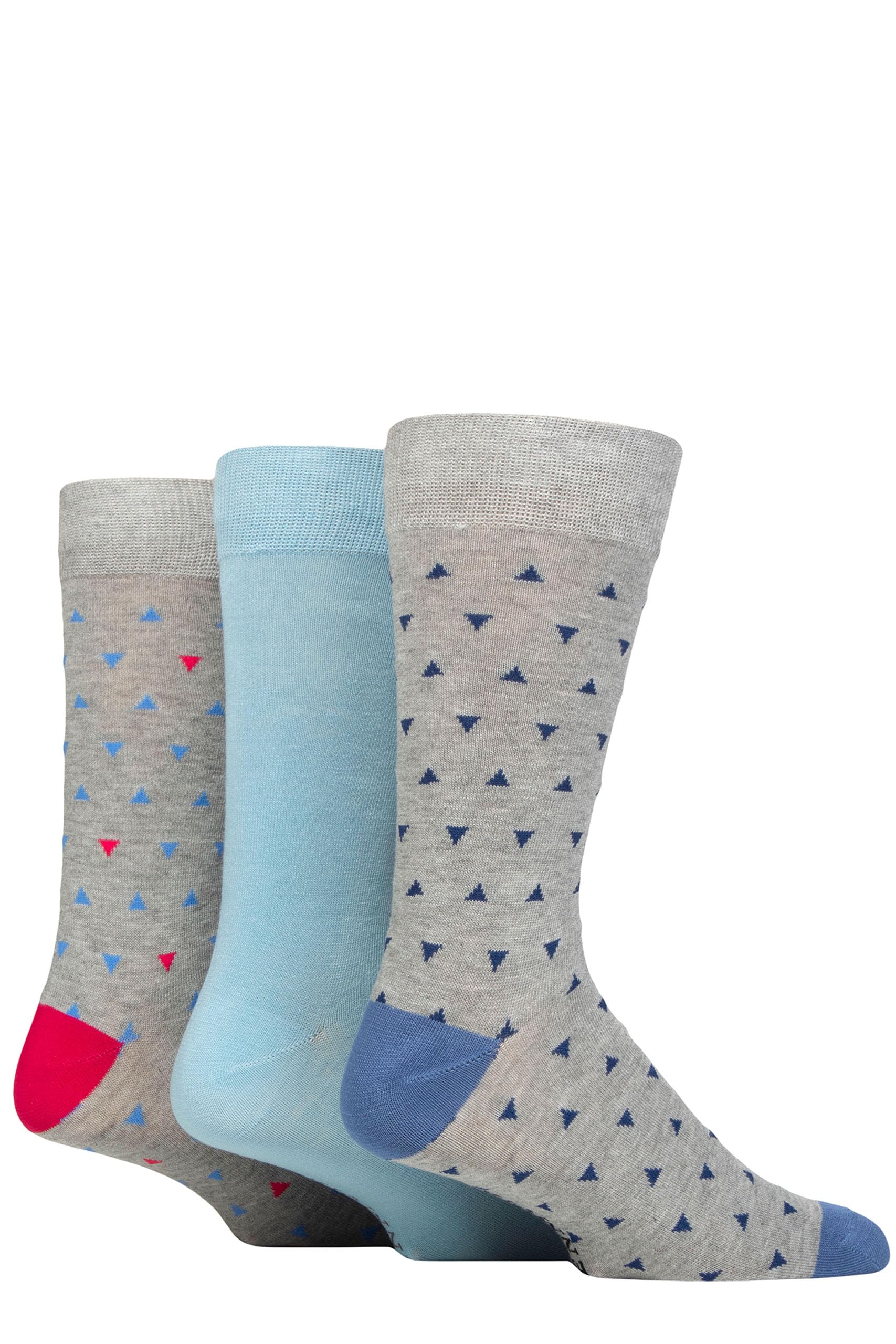 Glenmuir Men's Triangles Light Grey Patterned Bamboo Socks Pack Of 3 (7-11, )