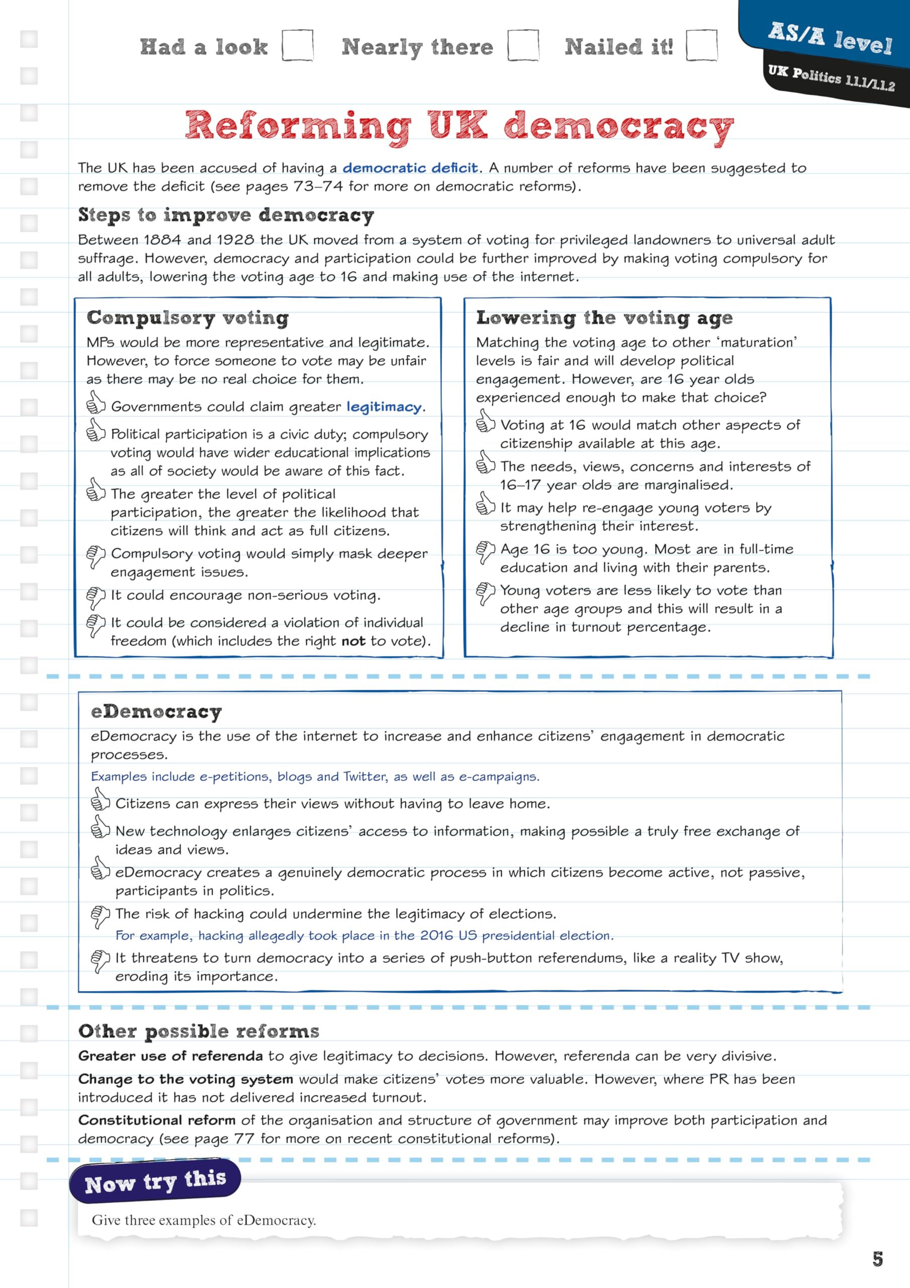 REVISE Edexcel AS/A Level Politics Revision Guide & Workbook: includes online edition