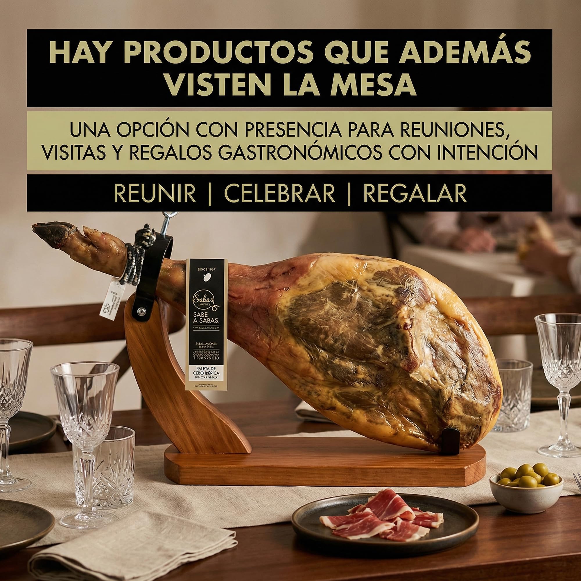 Paleta Iberica de Cebo Pieza Entera 50% Raza 5,5 Kg Curacion 22 Meses | Paletilla curada en secadero natural, sin gluten, ideal jamonero, regalo gourmet navideno y celebraciones