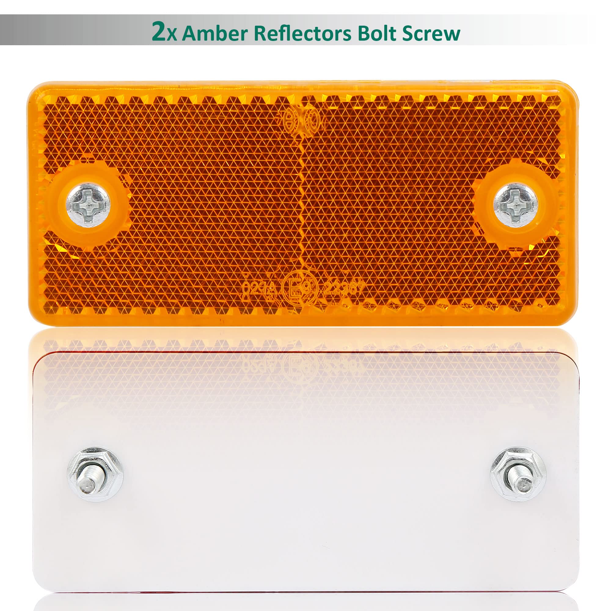 Catarifrangente Rettangolare Avvitare Giallo, Riflettore Rettangolari Fissaggio a Vite per Rimorchio Auto RV Caravan Omologato E9,90x40x8mm (Giallo-Rettangolari-Avvitare-2Pezzi） - 4