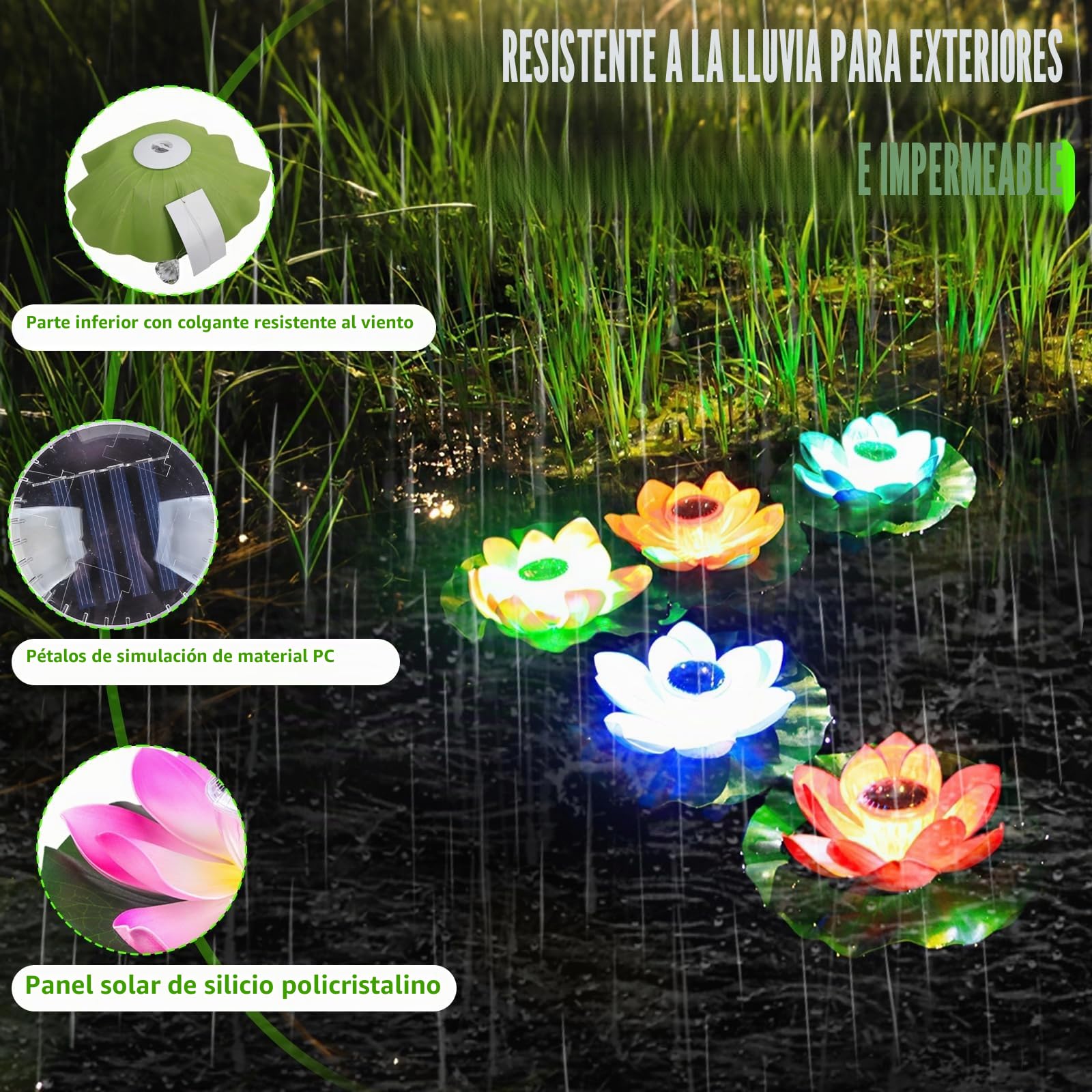 Luz solar de loto para piscina, LED impermeable, moderna lámpara flotante de jardín, 12 cm, encendido/apagado automático, para decoración de estanque, fuente de patio trasero (morado)