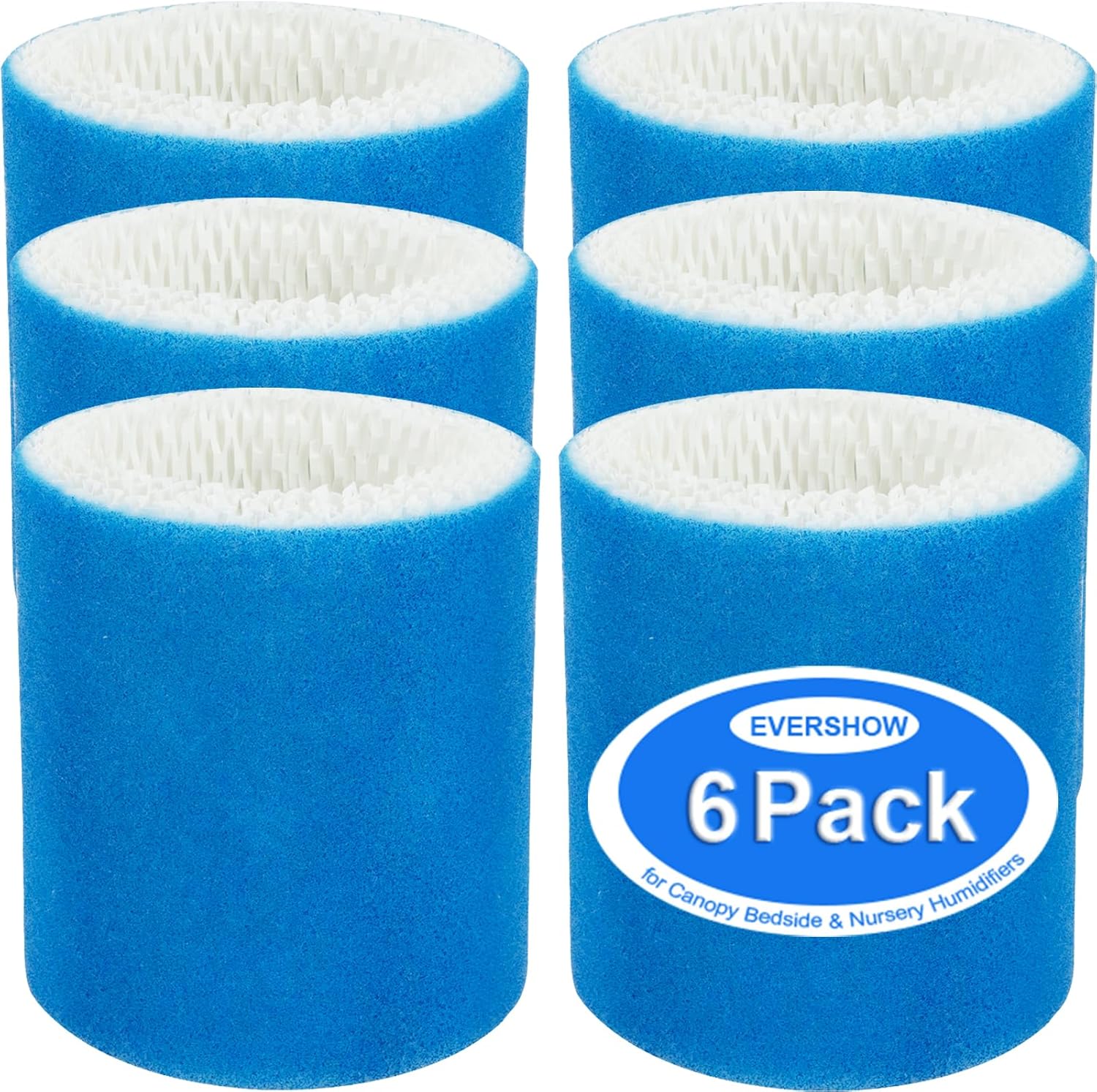6 Pack Humidifier Filter Replacement 2.0 Compatible with Canopy Bedside Humidifier 2.0 & Nursery Humidifier 2.0, Made with Wood Pulp & Paper, Humidifier Wicking Filter, 6 Week Lifespan (Blue)