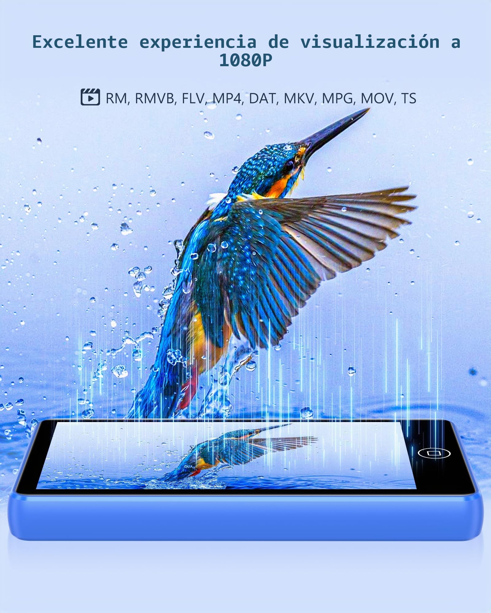 144GB Reproductor MP3 con Bluetooth y Wi-Fi, 4,02 Pulgadas Pantalla Táctil MP4 Player, Reproductor de Música Android con Spotify, Amazon Music, Deezer, Radio FM, Lector de E-Books, Azul