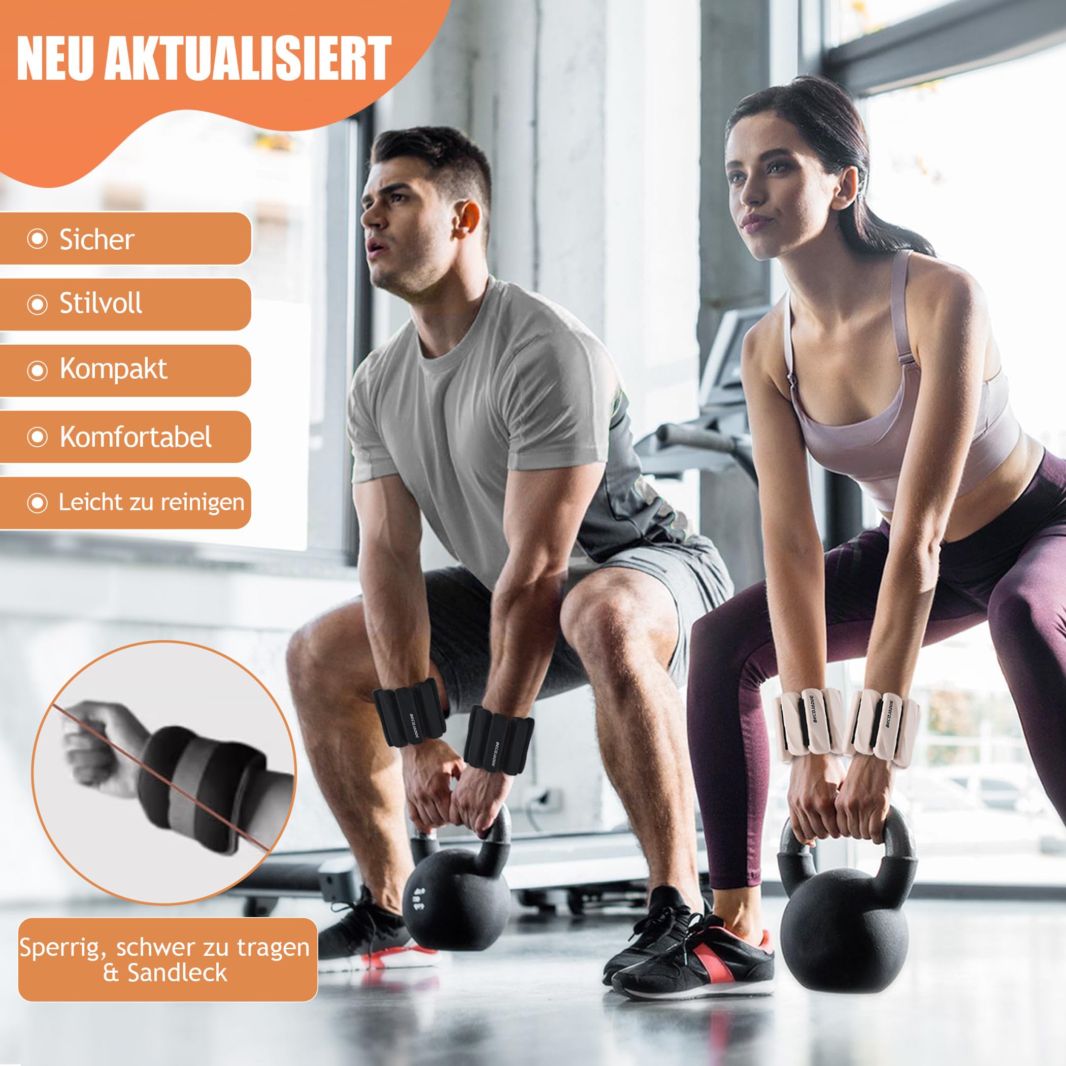 BECOJADDE Gewichtsmanschetten fuß 0.45 KG / 0.9 KG Je Gewichte für Beine und Arme Set 2 Ankle Weights Handgelenk Gewichte Knöchelgewichte Fussgewichte für Laufen Joggen Cardio Aerobic Krafttraining