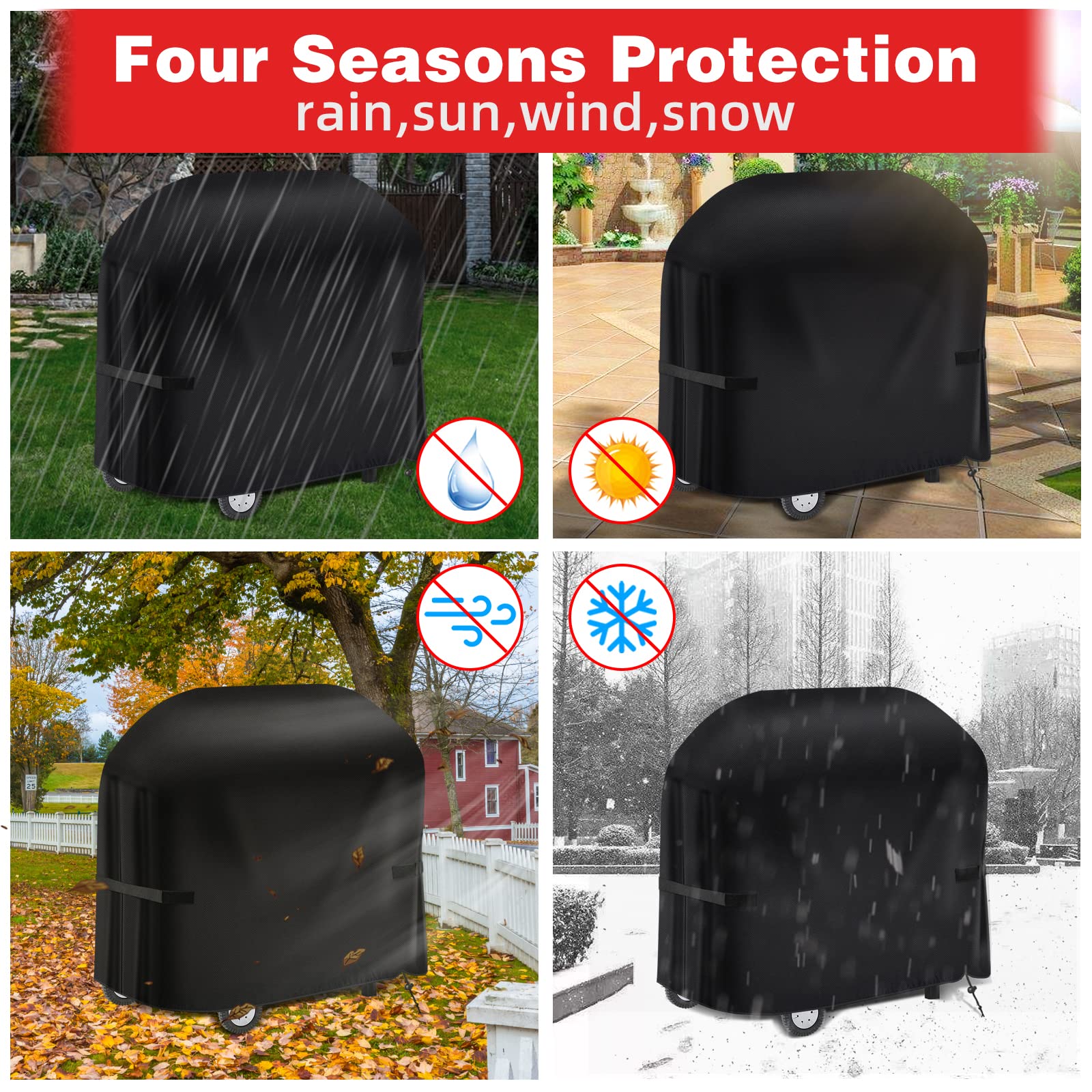 Housse Barbecue HOUSSE DE PROTECTION POUR BARBECUE - TISSU OXFORD 600D IMPERMÉABLE - 147x61x122 Cm Protection UV Jardin